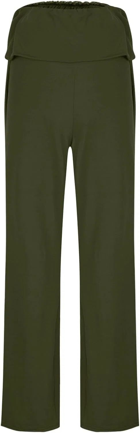Леггинсы женские, высокие, с расклешенными штанинами, Army Green — фото 4