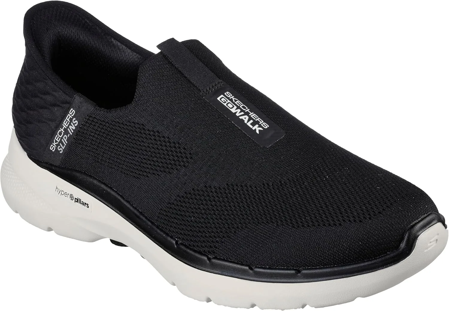 Слипоны Skechers Slip-ins: GO Walk 6 Easy On Slip-on Walking Trainers, белый/черный — фото 3