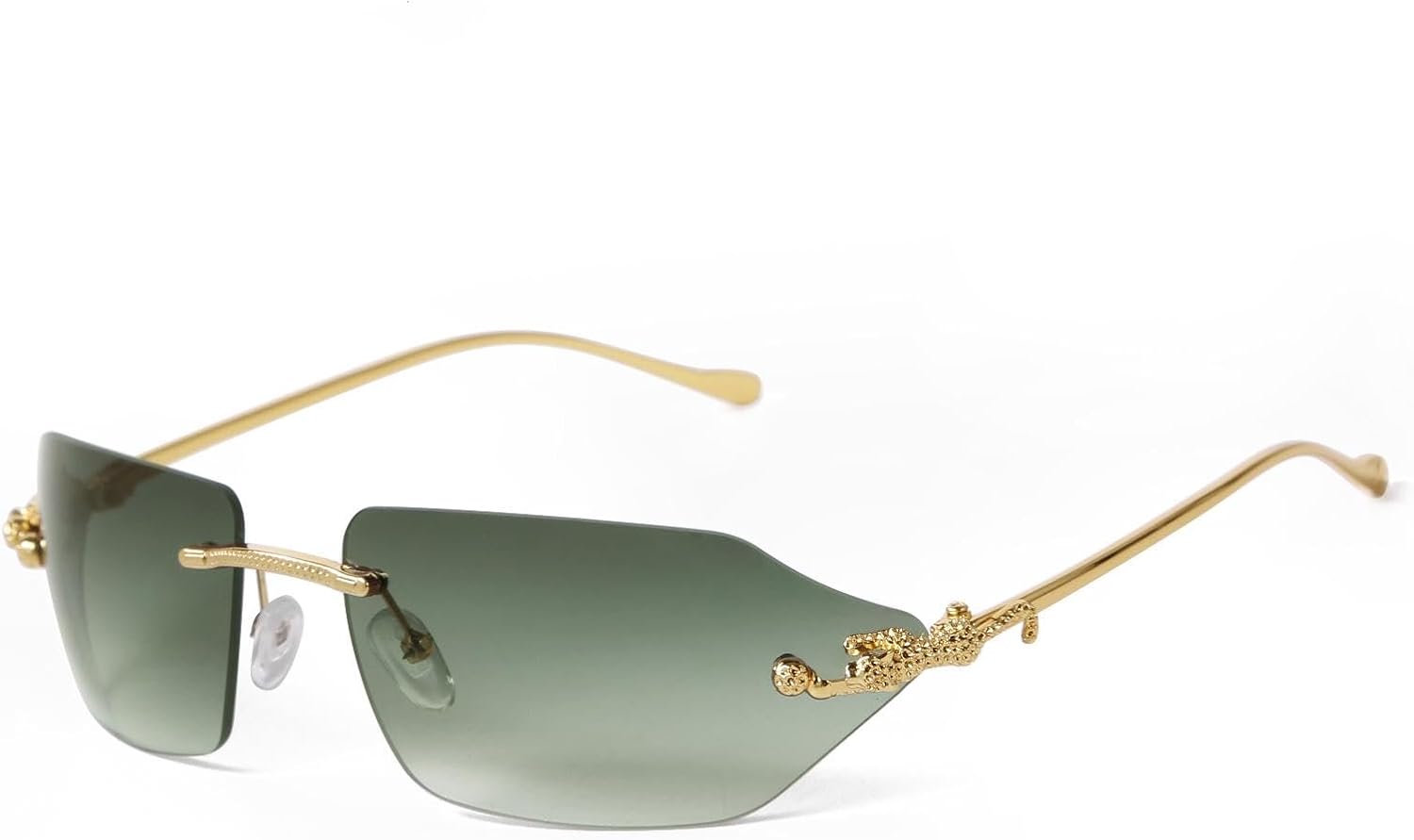 

Ретро-солнцезащитные очки с леопардовым принтом для женщин и мужчин, классические металлические, золотистые, многоугольные, без оправы, с градиентным переходом цвета, модные очки UV400 WNCKSQ, C5