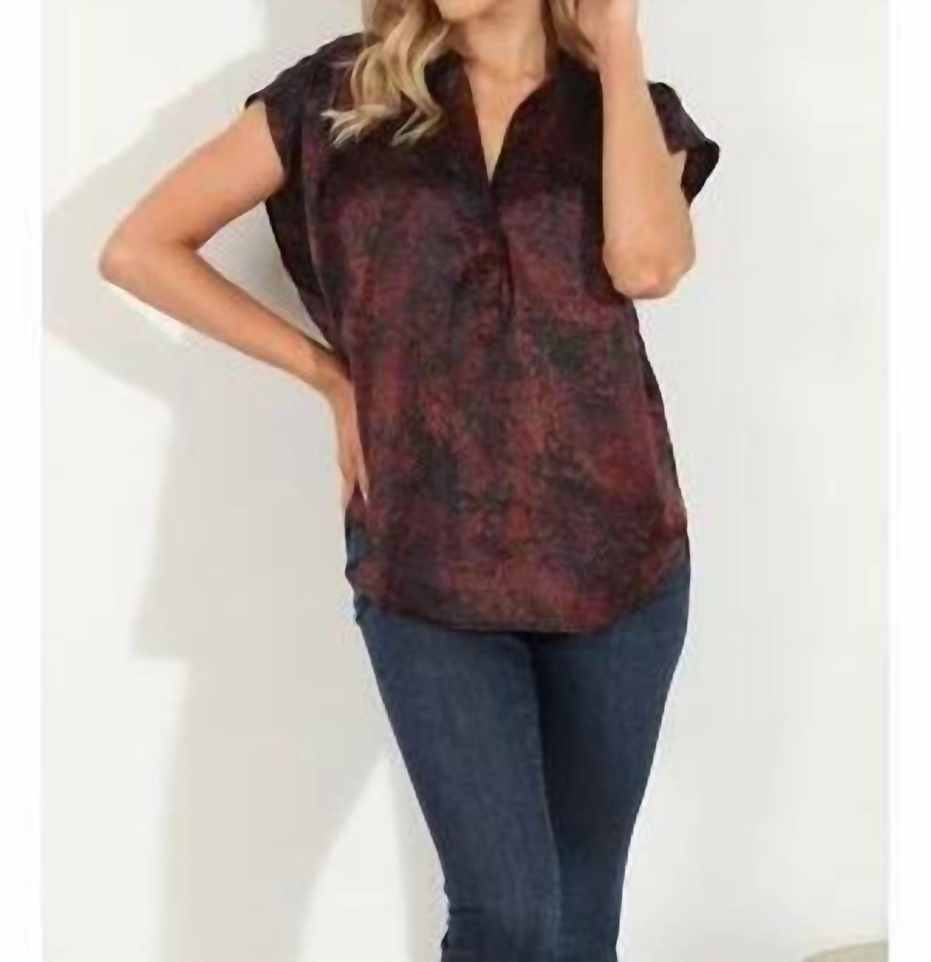

Блуза Randall Woven Dolman в сливовом цвете Veronica M, цвет plum