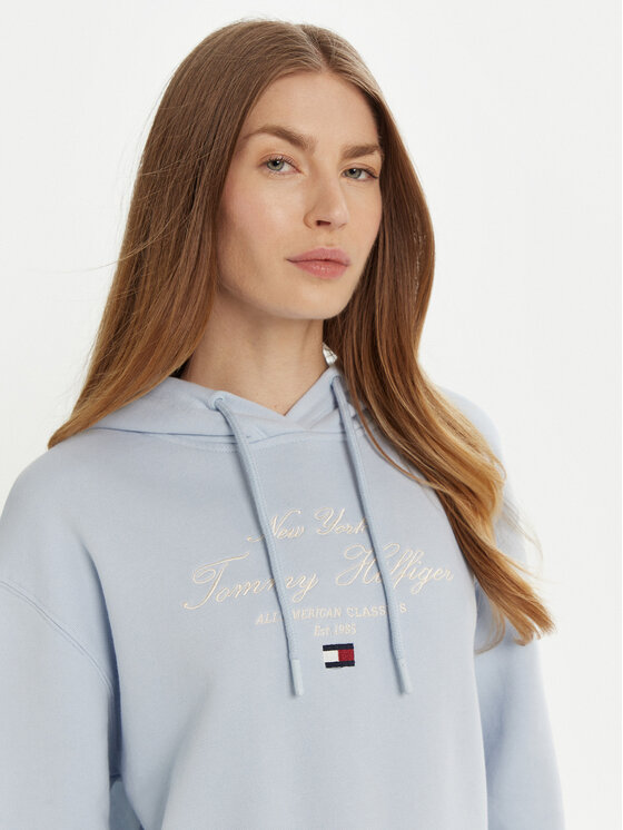 Толстовка обычного кроя Modern Script Graphic WW0WW43842 Tommy Hilfiger, голубой — фото 4