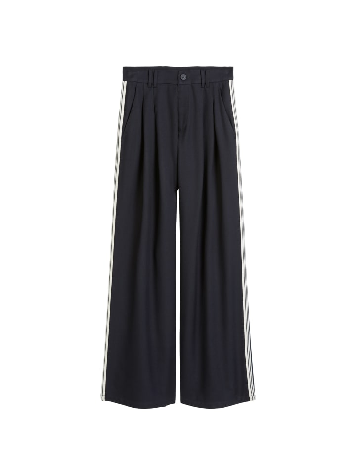 

Marc O'Polo DENIM Свободные плиссированные брюки из саржи глубокого синего цвета