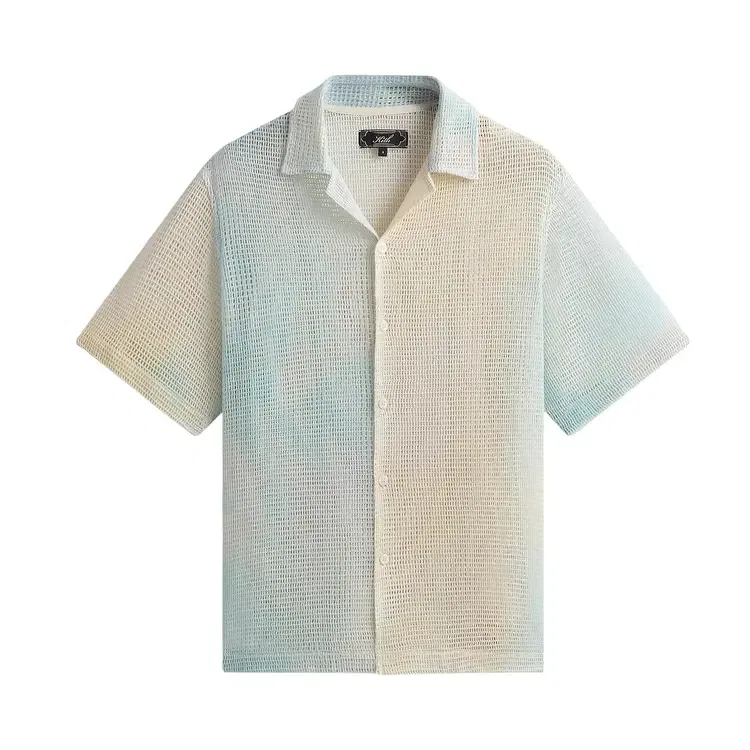 Рубашка Kith Cloud Dye Cotton Mesh Thompson Camp Collar Shirt, синий