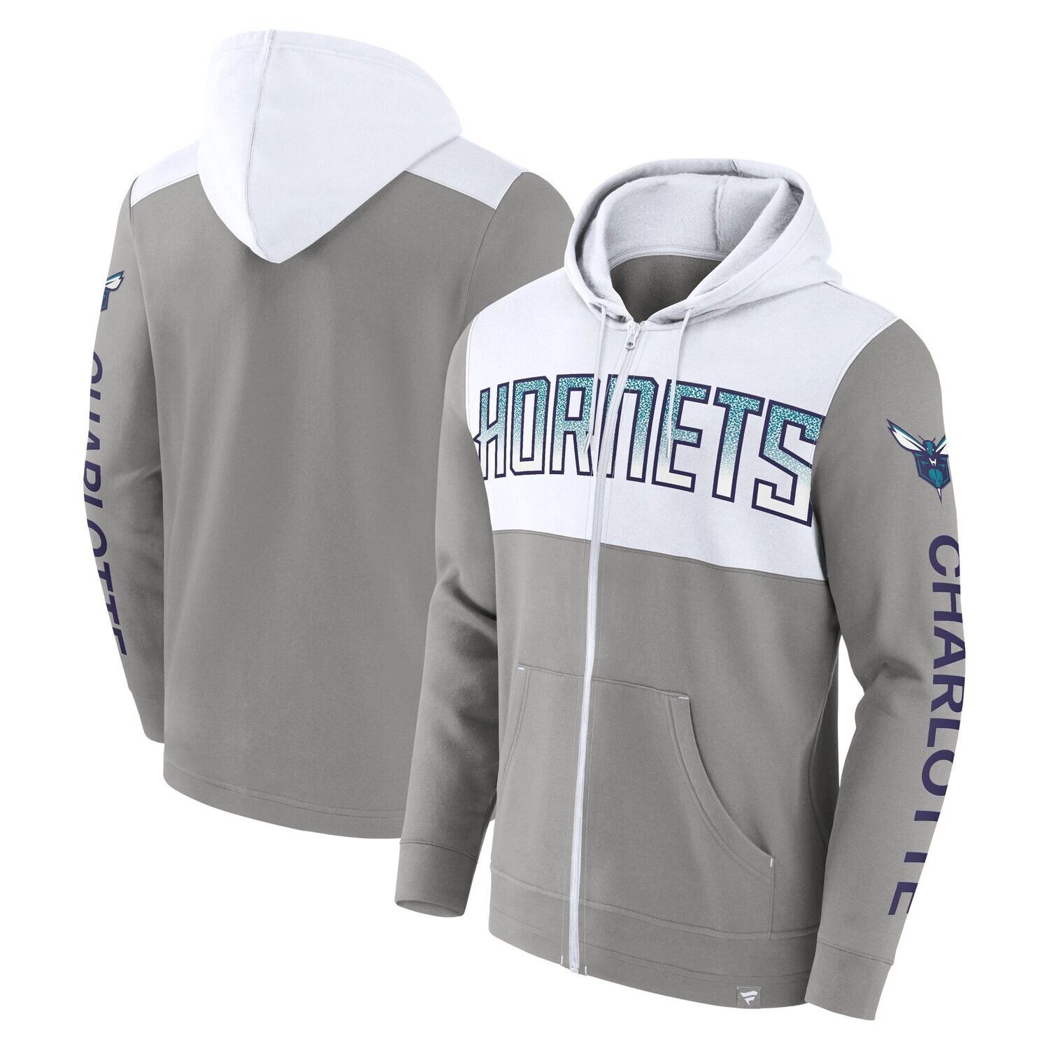 

Мужская фирменная серо-белая толстовка с молнией во всю длину Charlotte Hornets Skyhook Colorblock Fanatics, Белый, Мужская фирменная серо-белая толстовка с молнией во всю длину Charlotte Hornets Skyhook Colorblock Fanatics