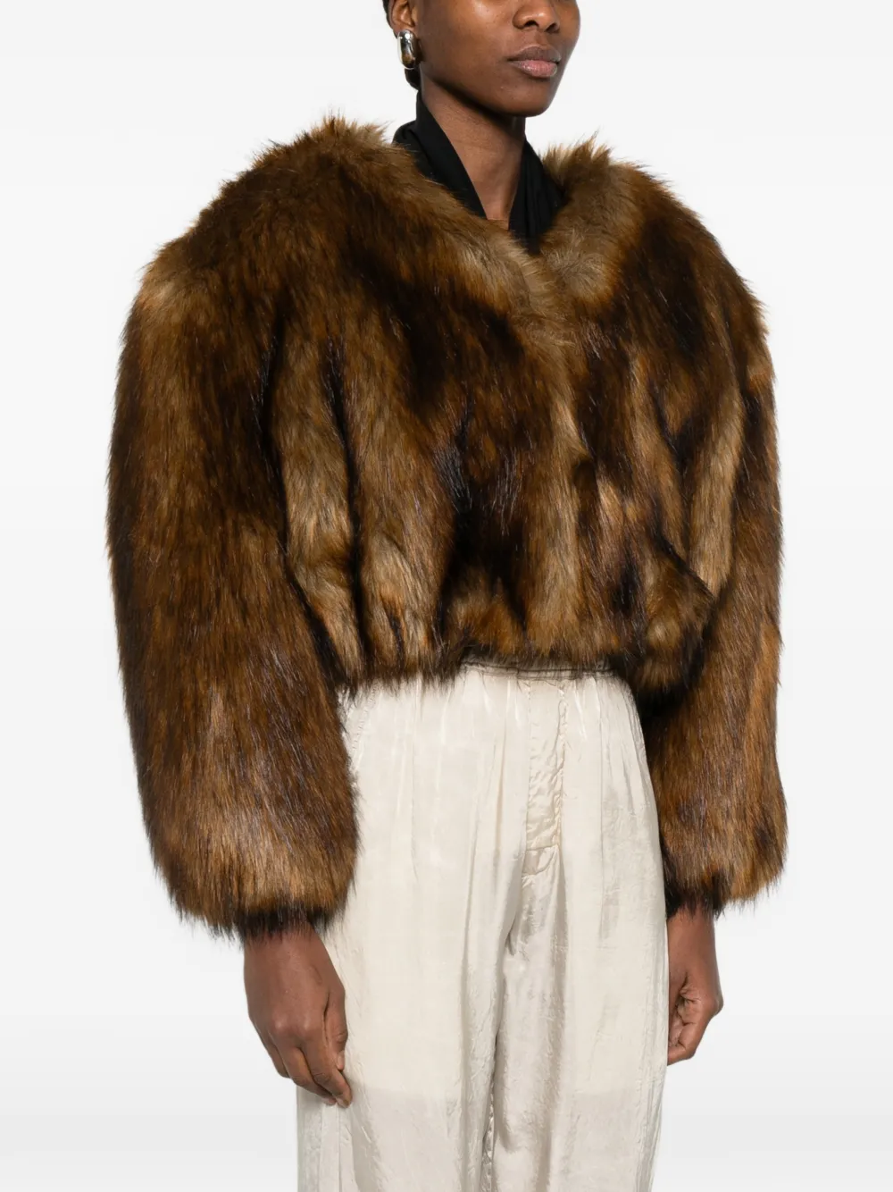 Укороченная куртка из искусственного меха Alexander Wang, коричневый — фото 3