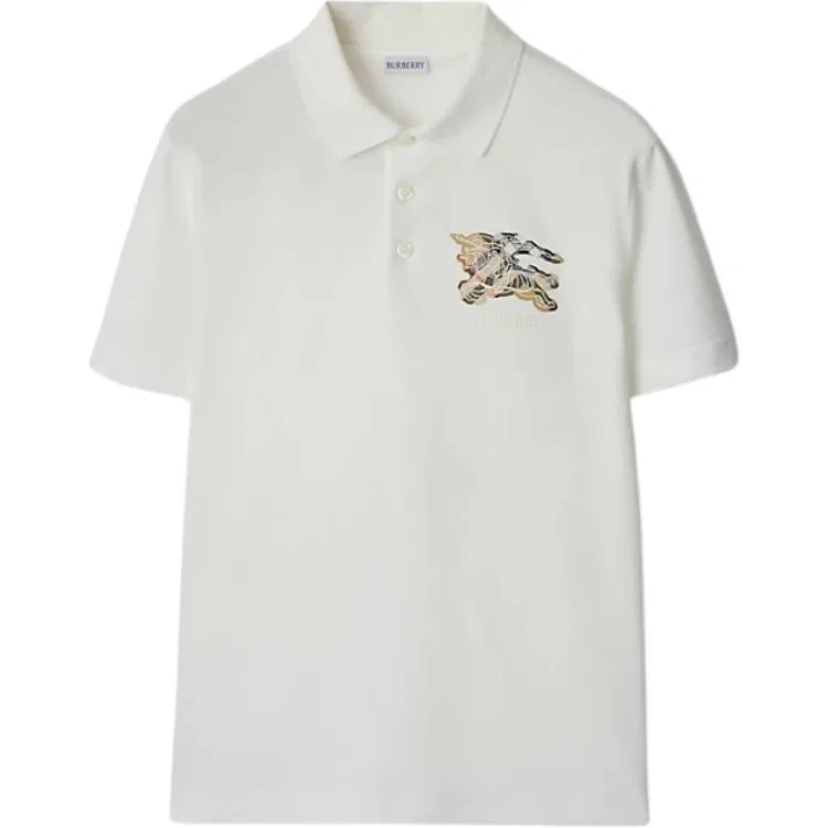 Поло Burberry с конным рыцарским принтом, Chalk White