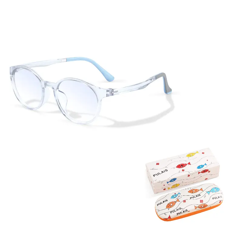 

PULAIS Пластиковая круглая оправа для очков детская, PR20028-L05 Transparent Blue