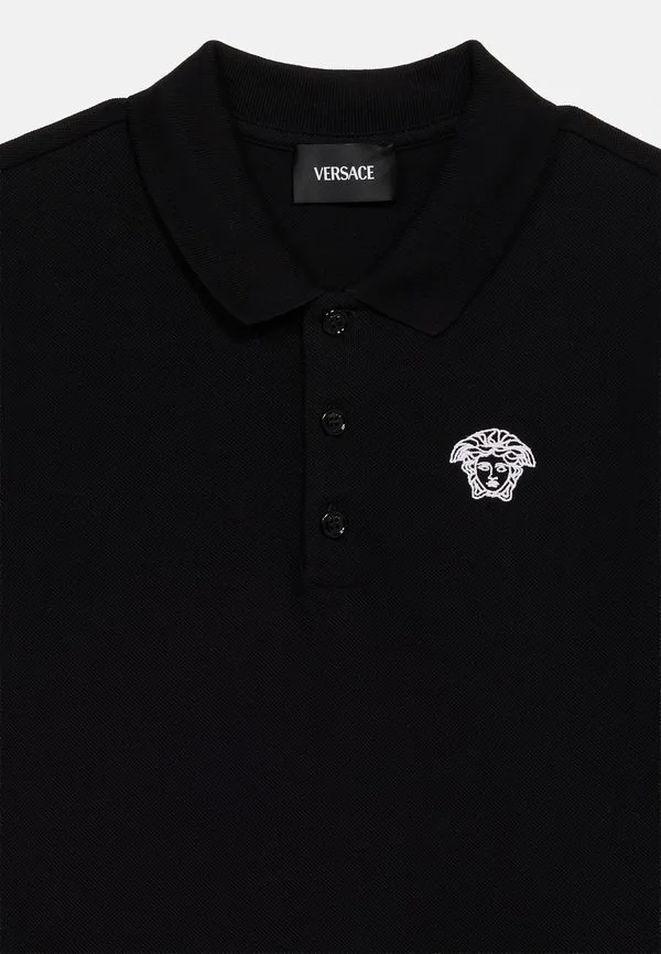 Футболка-Поло с изображением силуэта медузы, унисекс. Versace, Nero/Bianco — фото 4