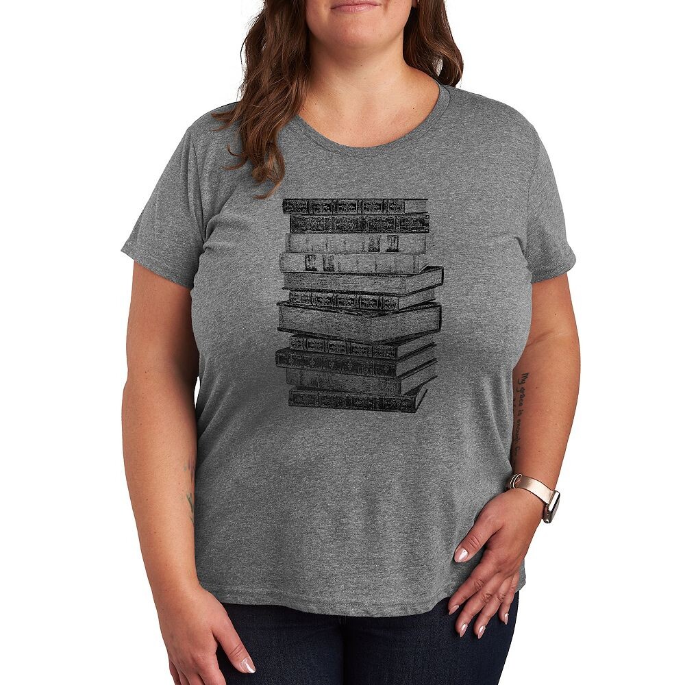 

Футболка с рисунком Plus Stacked Books Licensed Character, цвет Heather Gray