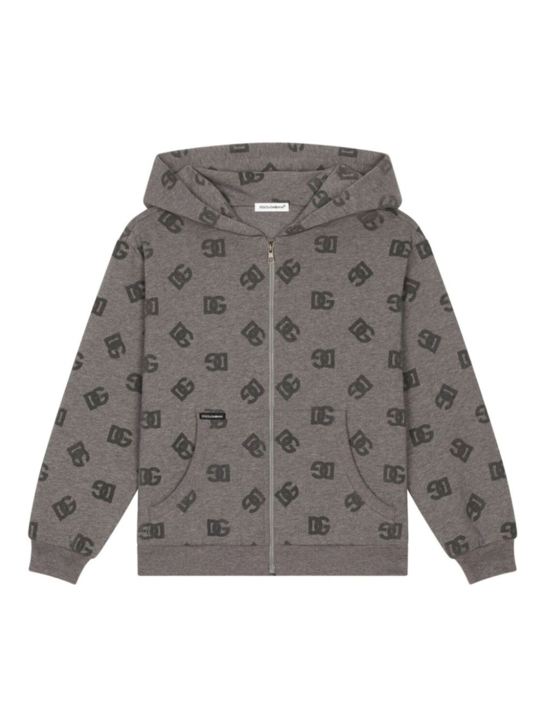 

Dolce & Gabbana Kids худи на молнии с монограммой, серый
