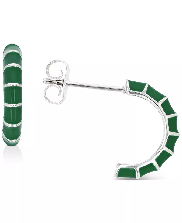 

Серьги-Кольца с эмалью из стерлингового серебра или 14-каратного золота поверх стерлингового серебра, 1/2 дюйма Macy'S, green/silver