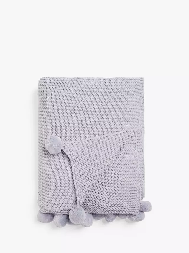 

Плед John Lewis Knitted Pom Pure Cotton, фиолетовый