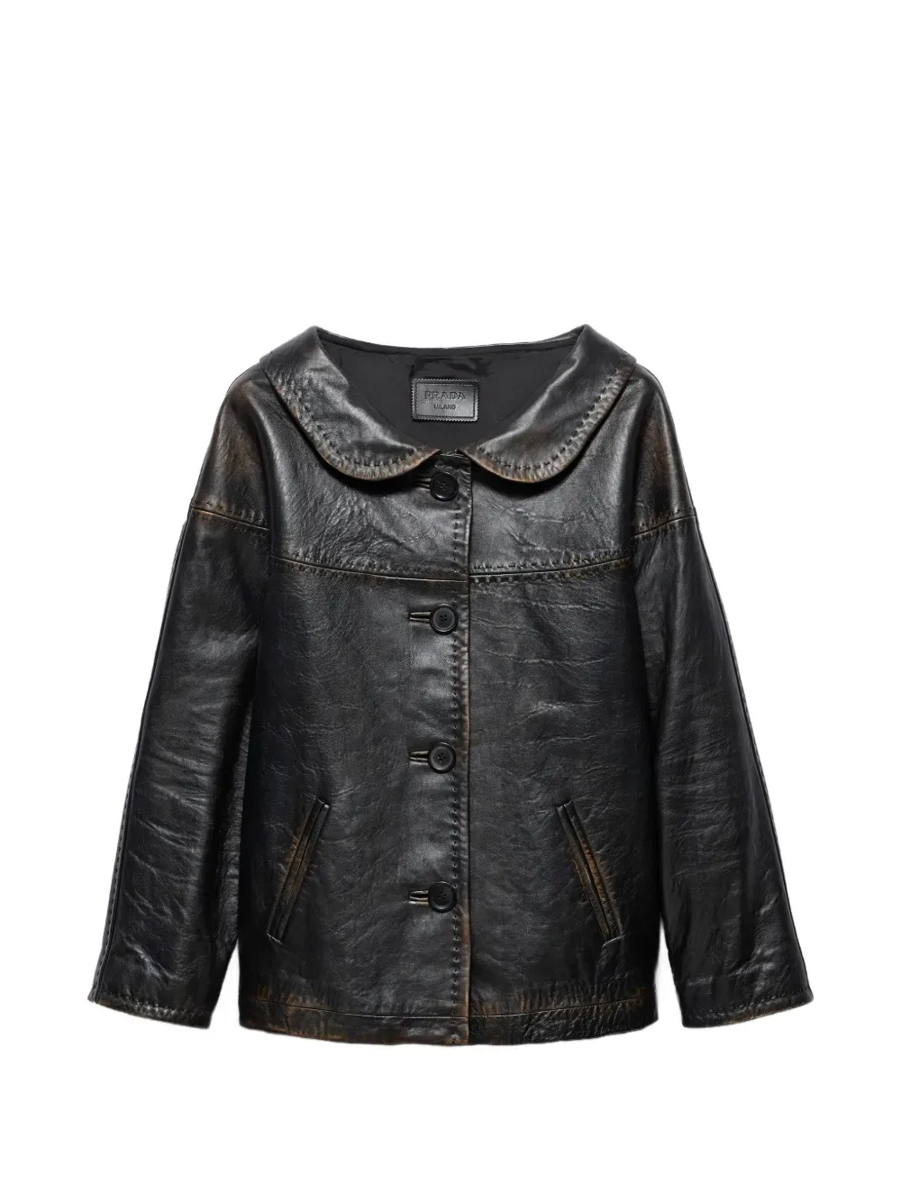 

Куртка из состаренной наппы Prada, черный