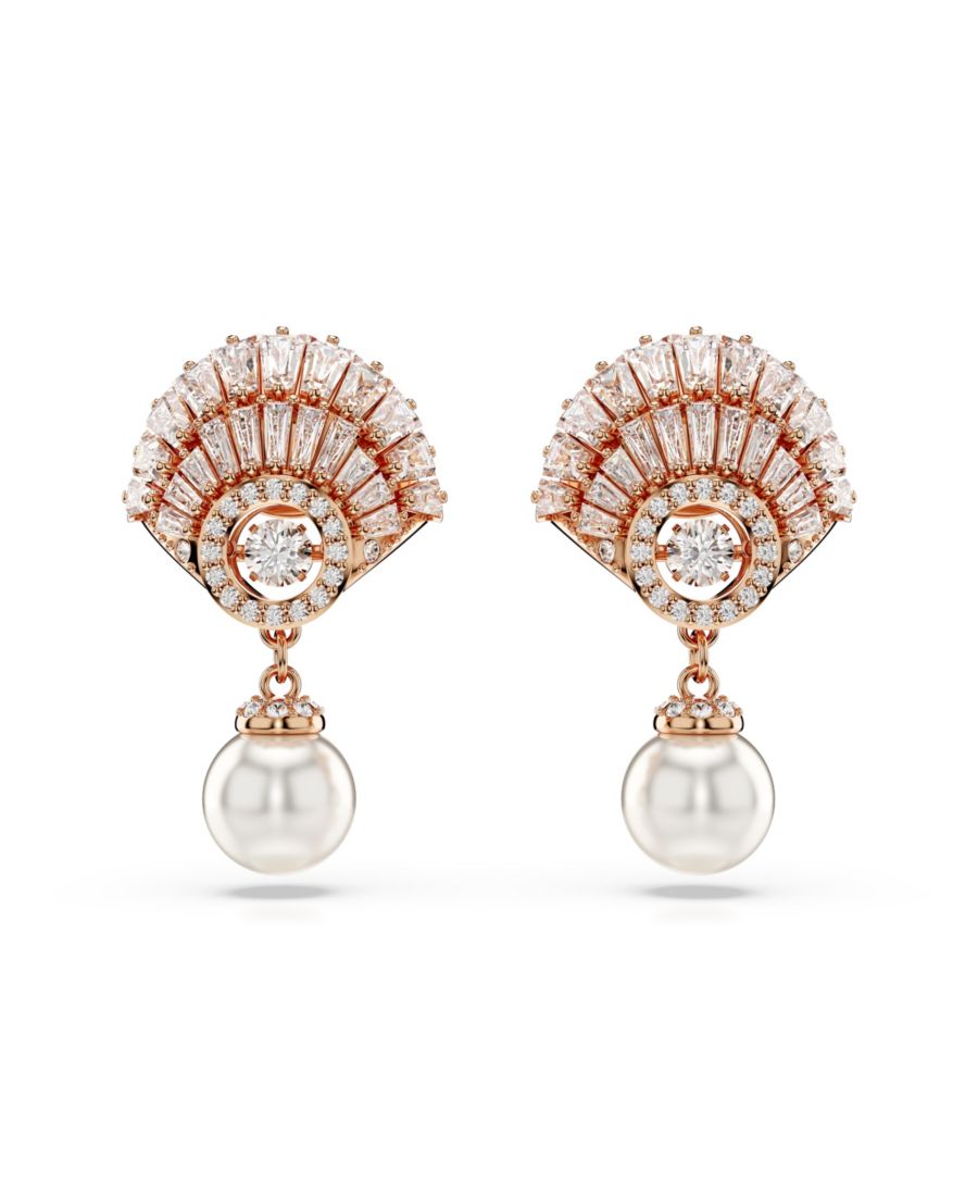 

Серьги-подвески Идиллия из ракушек, белого и розово-золотистого цвета Swarovski, Rose Gold
