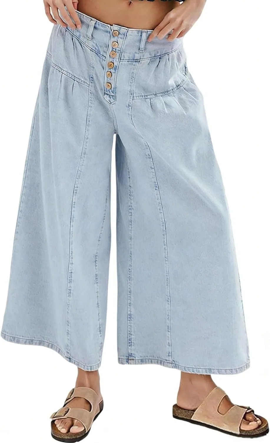 

CHARTOU Женские джинсы Flare Wide Leg с карманами