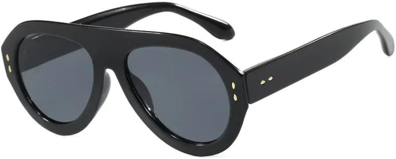 

Модные мужские солнцезащитные очки большого размера в цельной оправе с цветными зеркальными линзами для женщин, с заклепками, защита от УФ-излучения UV400 TVTBBVV, Black Black