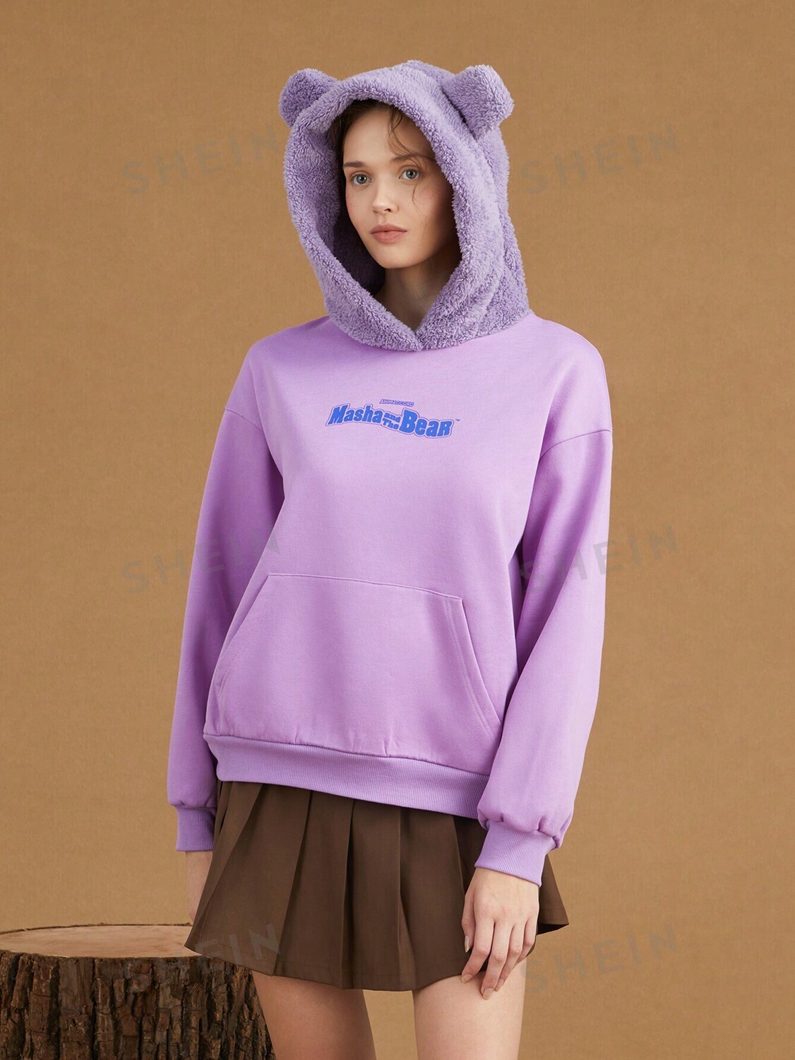 

Толстовка с капюшоном Shein X, фиолетовый