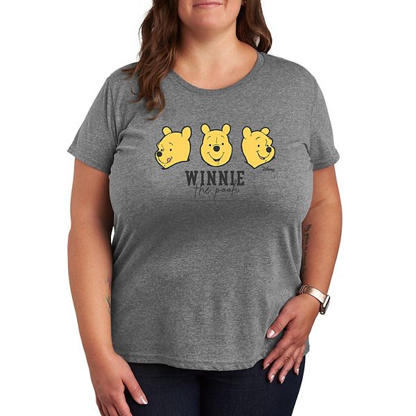 

Футболка с принтом лиц Винни Пуха Plus size Disney, Heather Gray