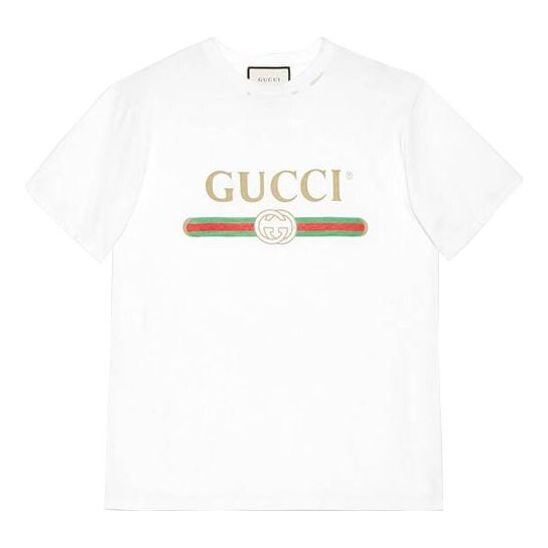 

Футболка large logo belt printing short sleeve white Gucci, белый