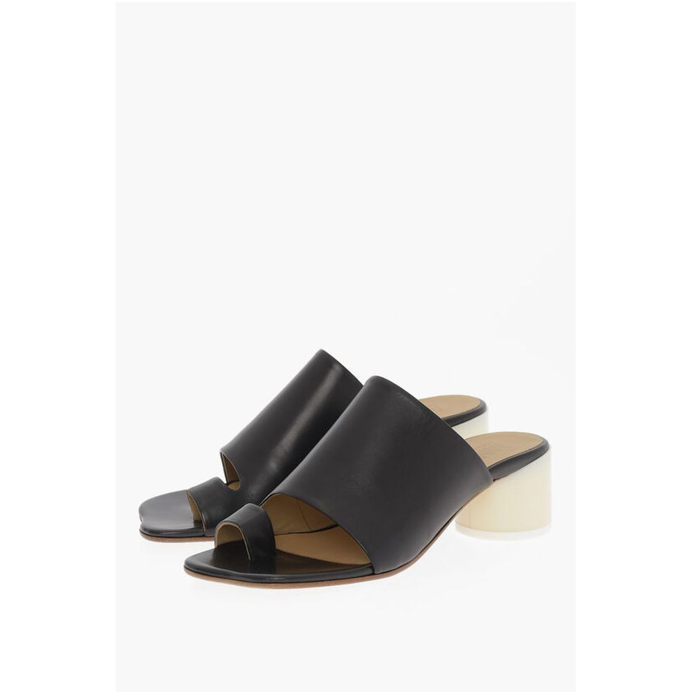 MM6 Кожаные сандалии с лакированным каблуком 5,5 см Maison Margiela, Black