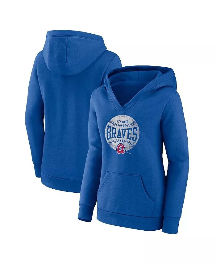 

Женский пуловер с капюшоном Royal Atlanta Braves Slider Crossover с v-образным вырезом Fanatics