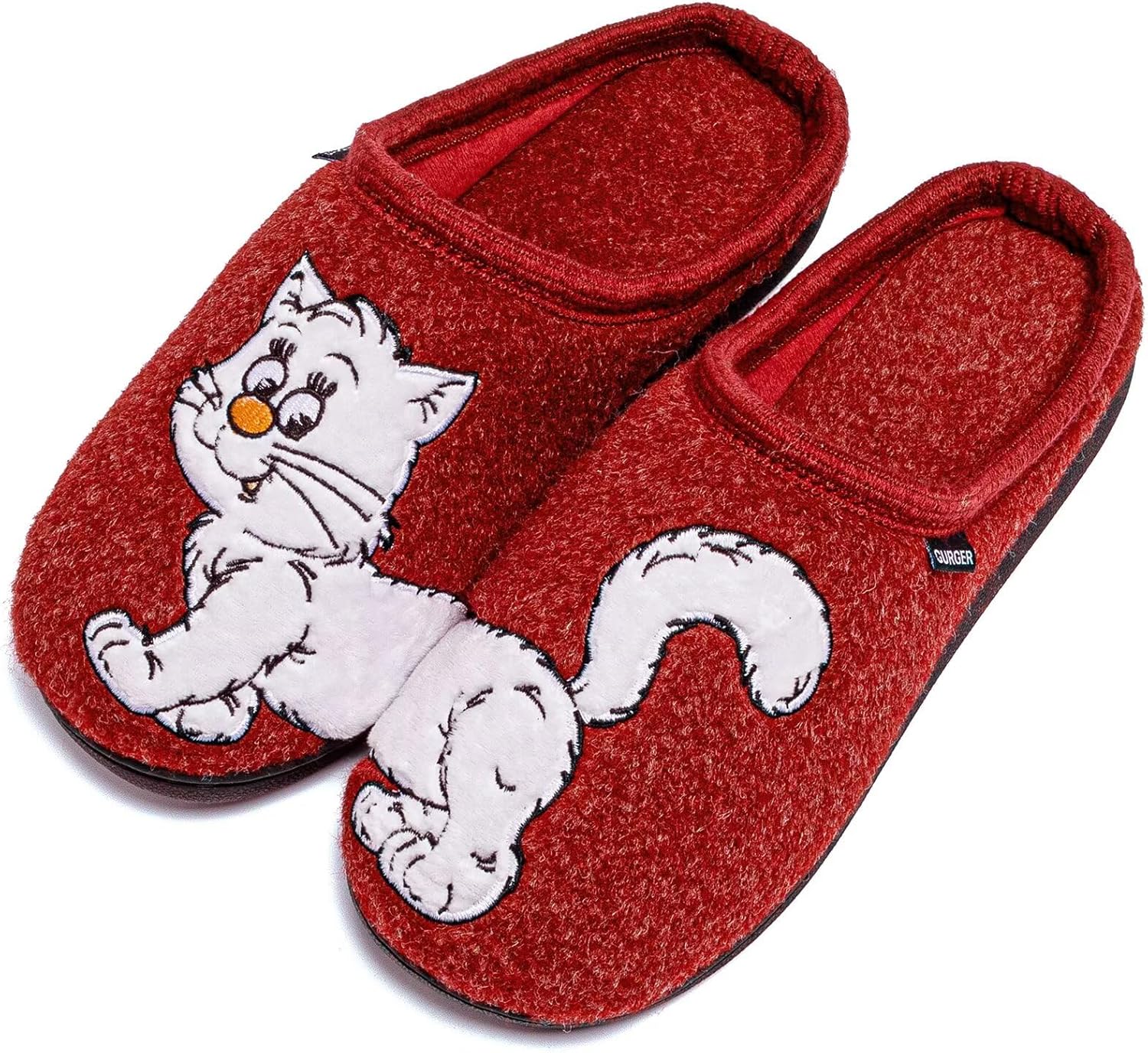 

Тапочки для женщин и мужчин с милым животным рисунком, вышивкой кошки и собаки, теплые зимние домашние тапочки с эффектом памяти Jebuktxe, красный