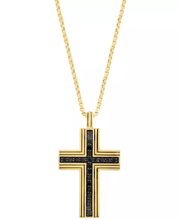 

Мужское ожерелье Effy с квадратным крестом и черной шпинелью, 22 дюйма (3/4 карата) из позолоченного стерлингового серебра Effy Collection, gold