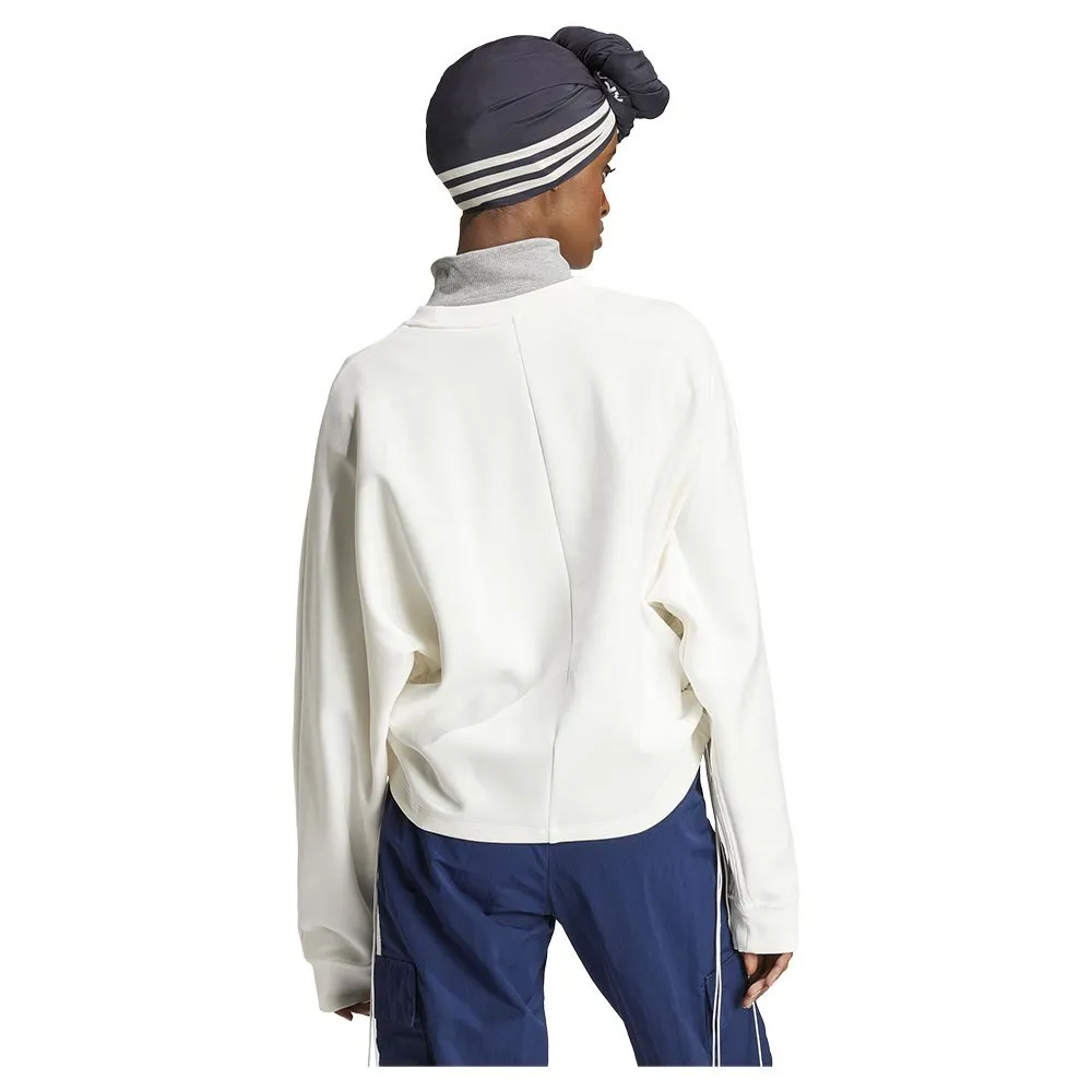Толстовка adidas Originals Ruched 3 Stripes Loose, бежевый — фото 2