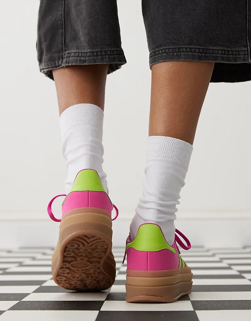 Кроссовки Gazelle Bold на платформе фиолетового и зеленого цвета adidas Originals — фото 3