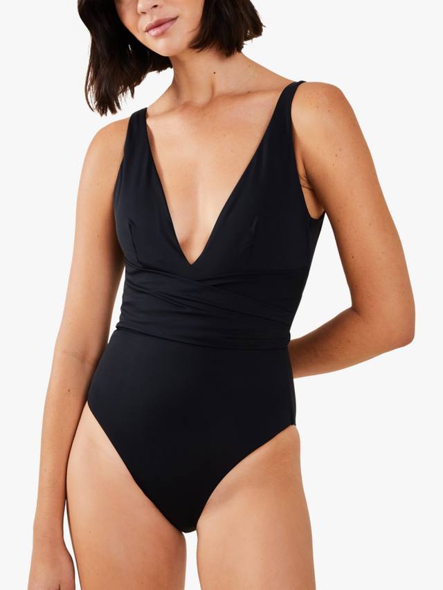 

Облегающий купальник с запахом и эффектом пуш-ап Accessorize, Black