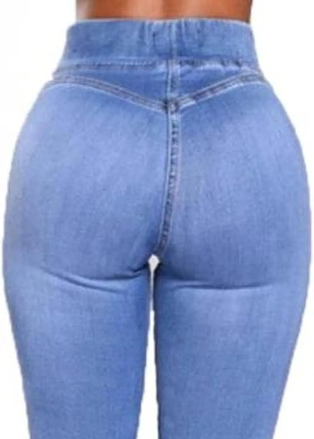 Прямые джинсы для женщин Plus Size High Waist Slim Fit с эффектом потертостей — фото 4