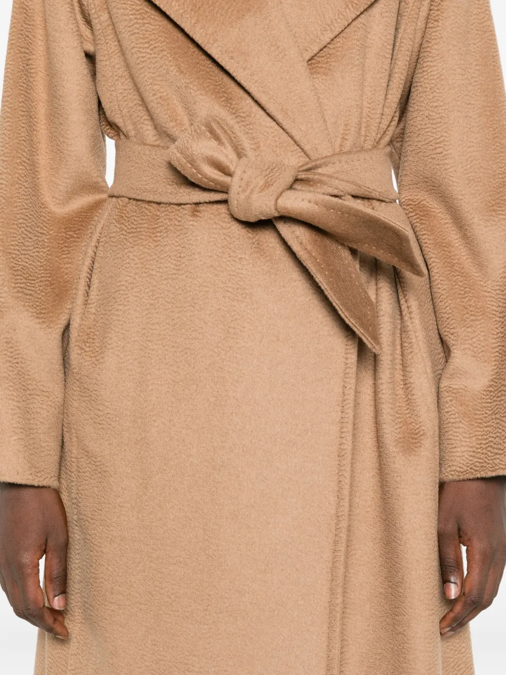 Пальто с поясом и заостренными лацканами MAX MARA, коричневый — фото 4