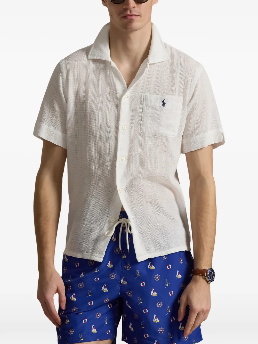 Рубашка с вышивкой на кармане Polo Ralph Lauren, белый — фото 3
