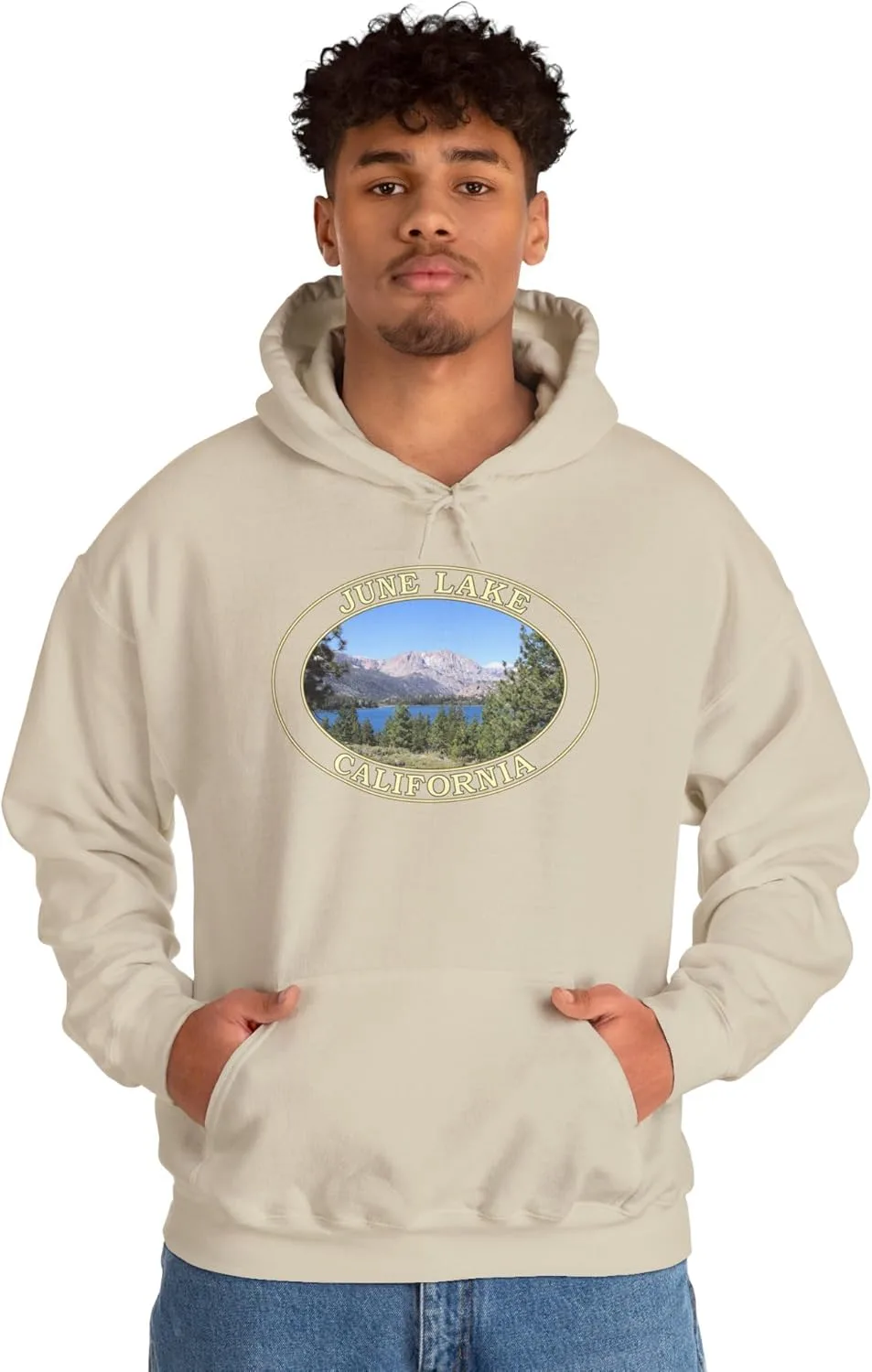 Худи June Lake California - Уютная толстовка GentleSeas с дизайном Mountain Lake - Мягкий теплый флис для любителей природы GENERIC, Sand — фото 2