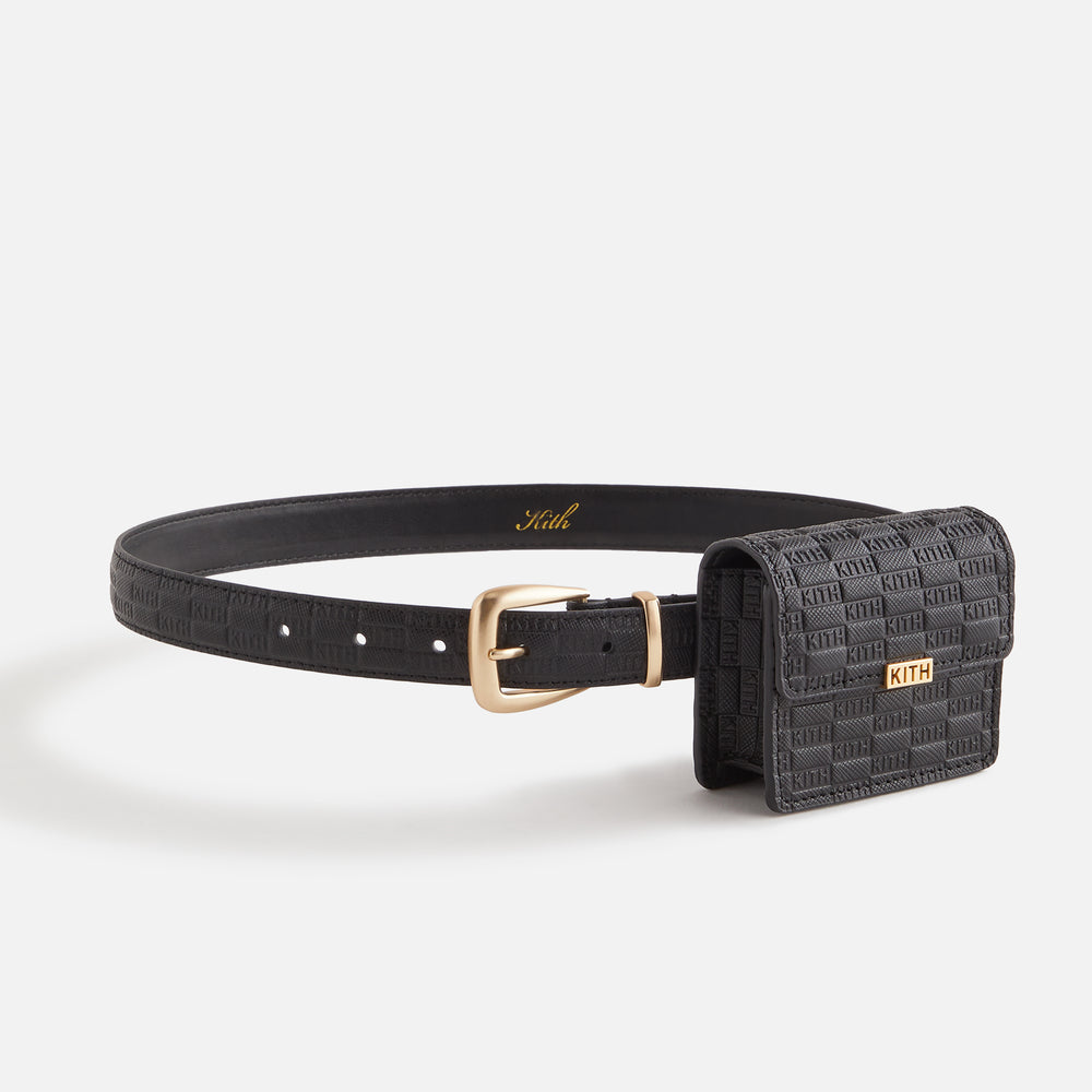 

Ремень Kith Women Monogram Debossed Saffiano Belt With Pouch, черный
