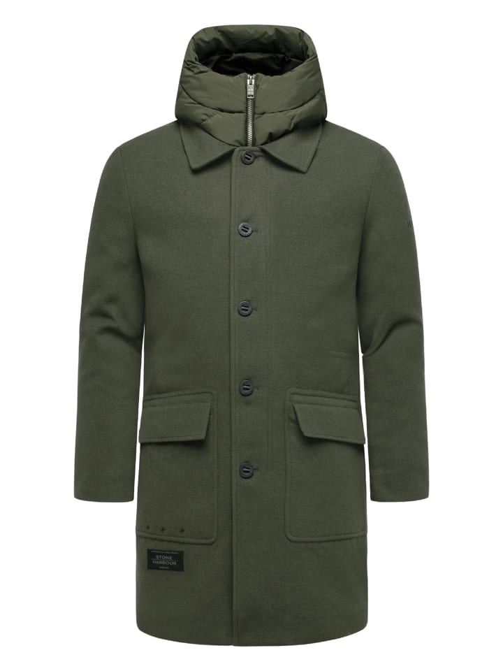 

Шерстяное пальто Thiagoo XX темно-оливкового цвета STONE HARBOUR