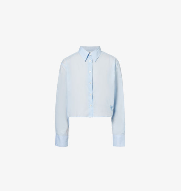 

Укороченная хлопковая рубашка с фирменной вышивкой Satai Acne Studios, голубой