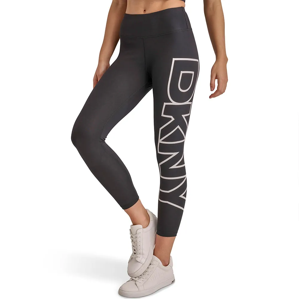 

Леггинсы DKNY Balance Compression Exploded Logo 7/8 high waist, черный
