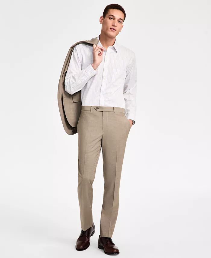 

Мужские классические брюки для костюма из смесовой шерсти с эластаном Brooks Brothers, коричневый/бежевый