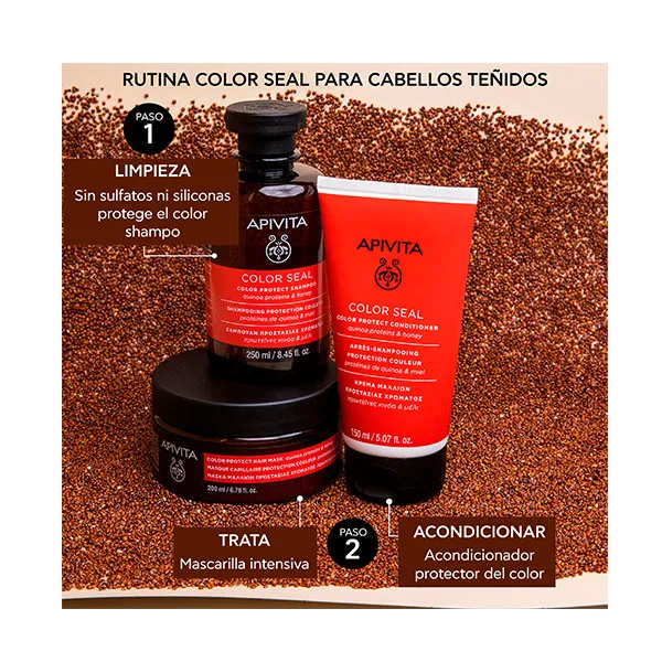 Маска для волос Color Seal Mascarilla Selladora Del Color Apivita, 200 ml — фото 4