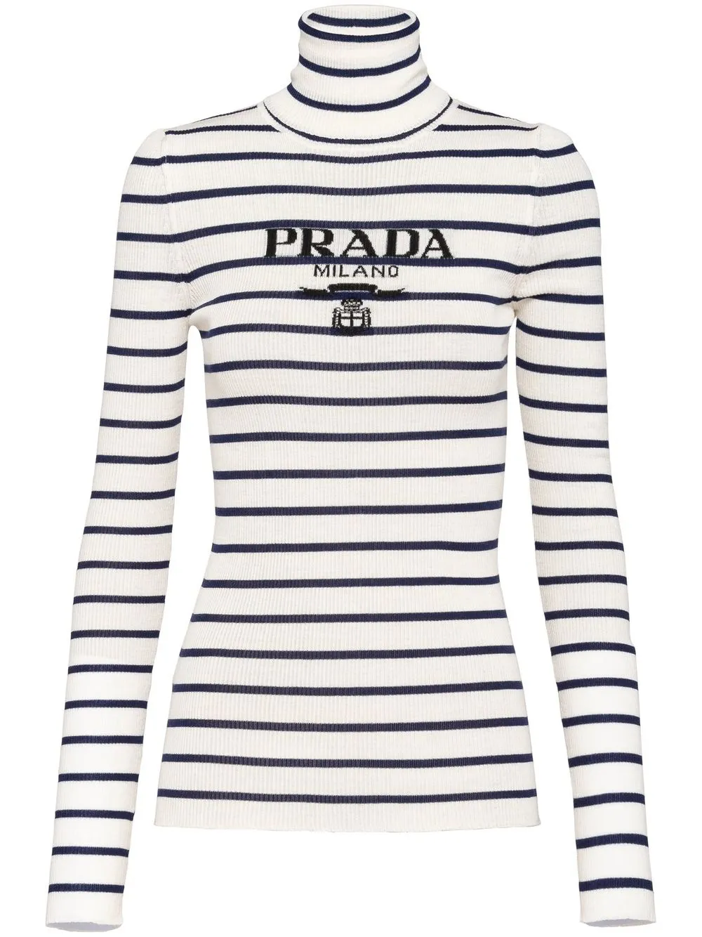 

Джемпер в полоску с логотипом Prada, белый