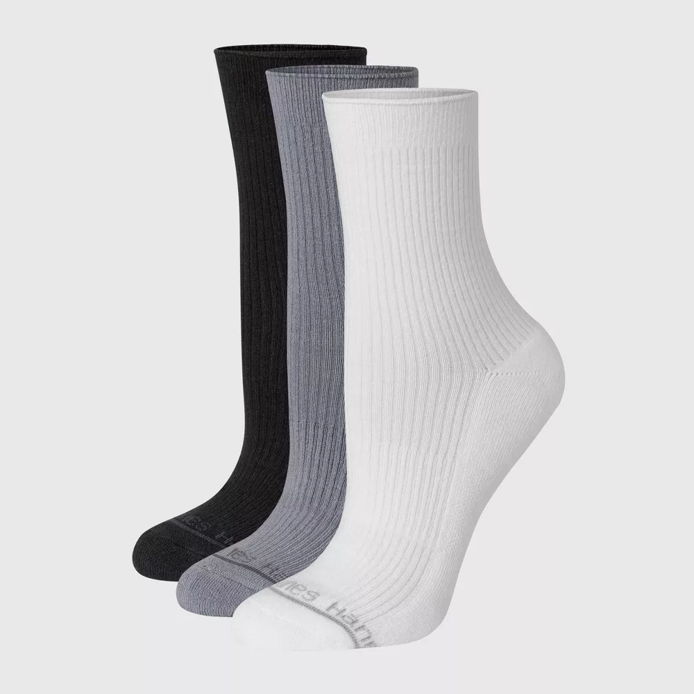 

Женские носки Hanes SuperSoft Crew, 3 пары, цвет White/Black/Gray