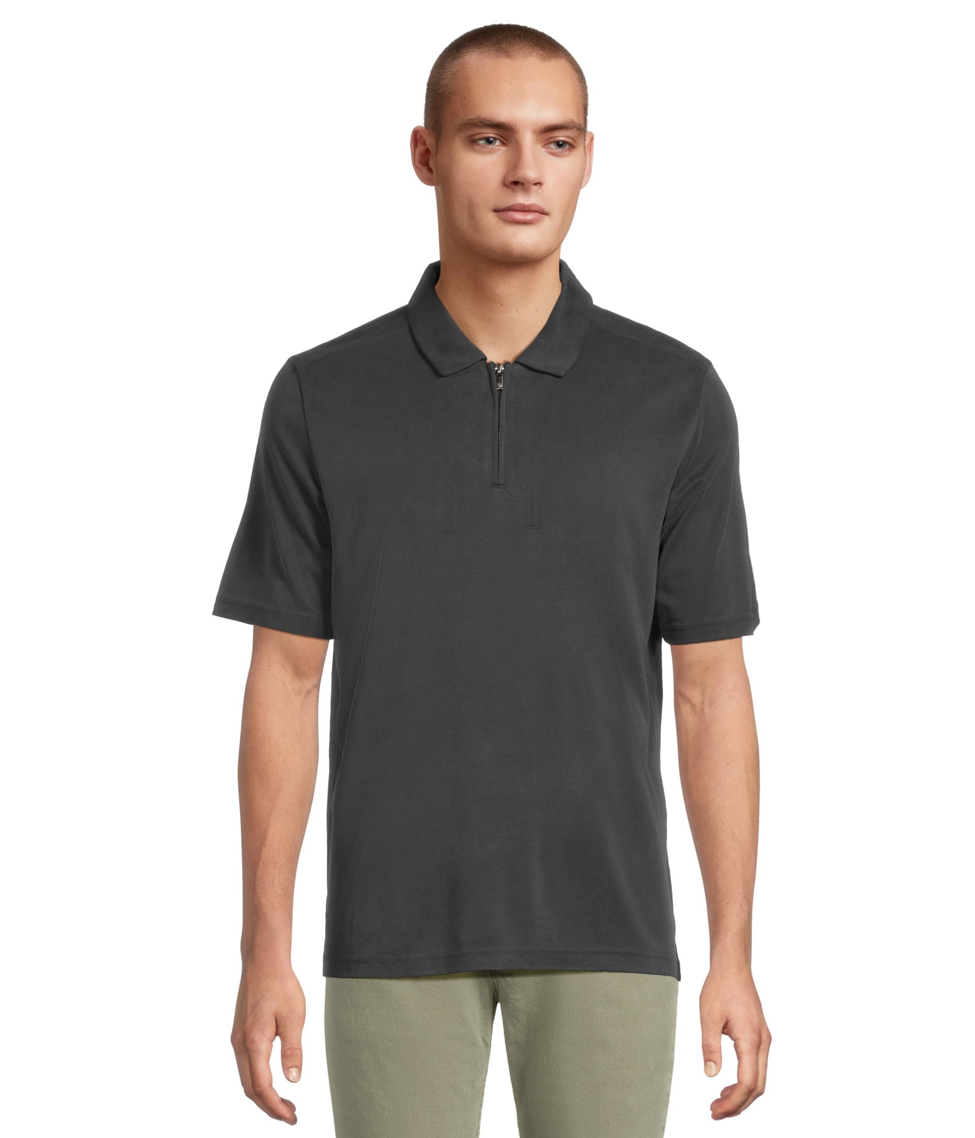 

Поло Johnston & Murphy Vintage Birdseye Zip Polo, черный