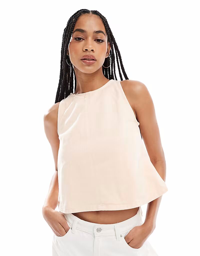 

Джинсовый топ-борцовка ASOS DESIGN персикового цвета