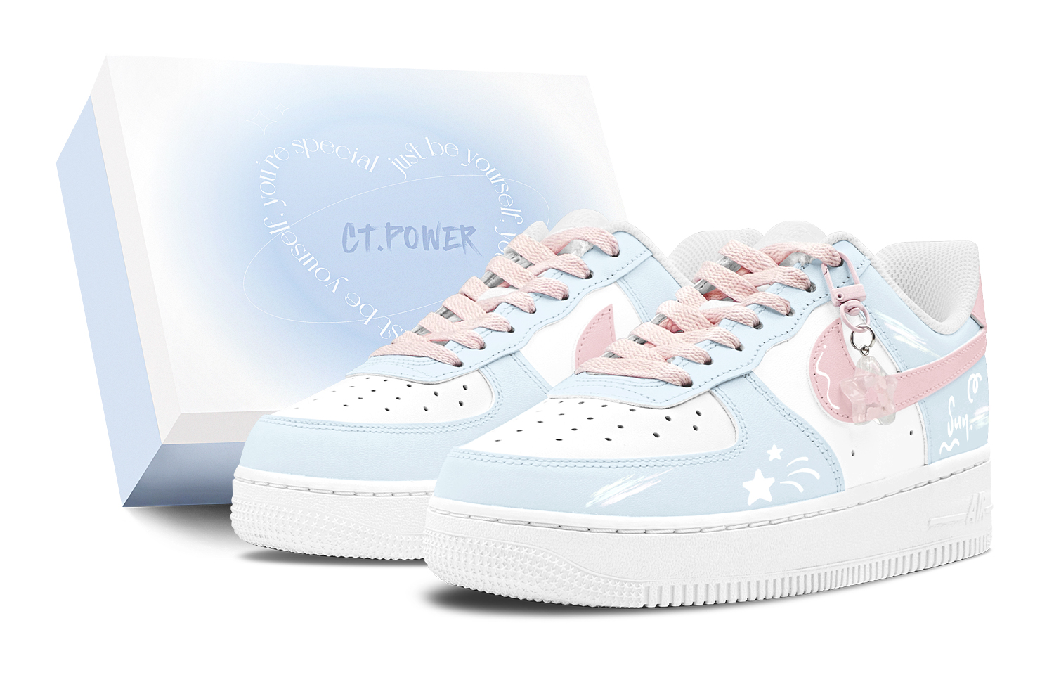

Кроссовки Air Force 1 LE с низким верхом, устойчивые к истиранию и скольжению, для детей и подростков Nike, синий/розовый