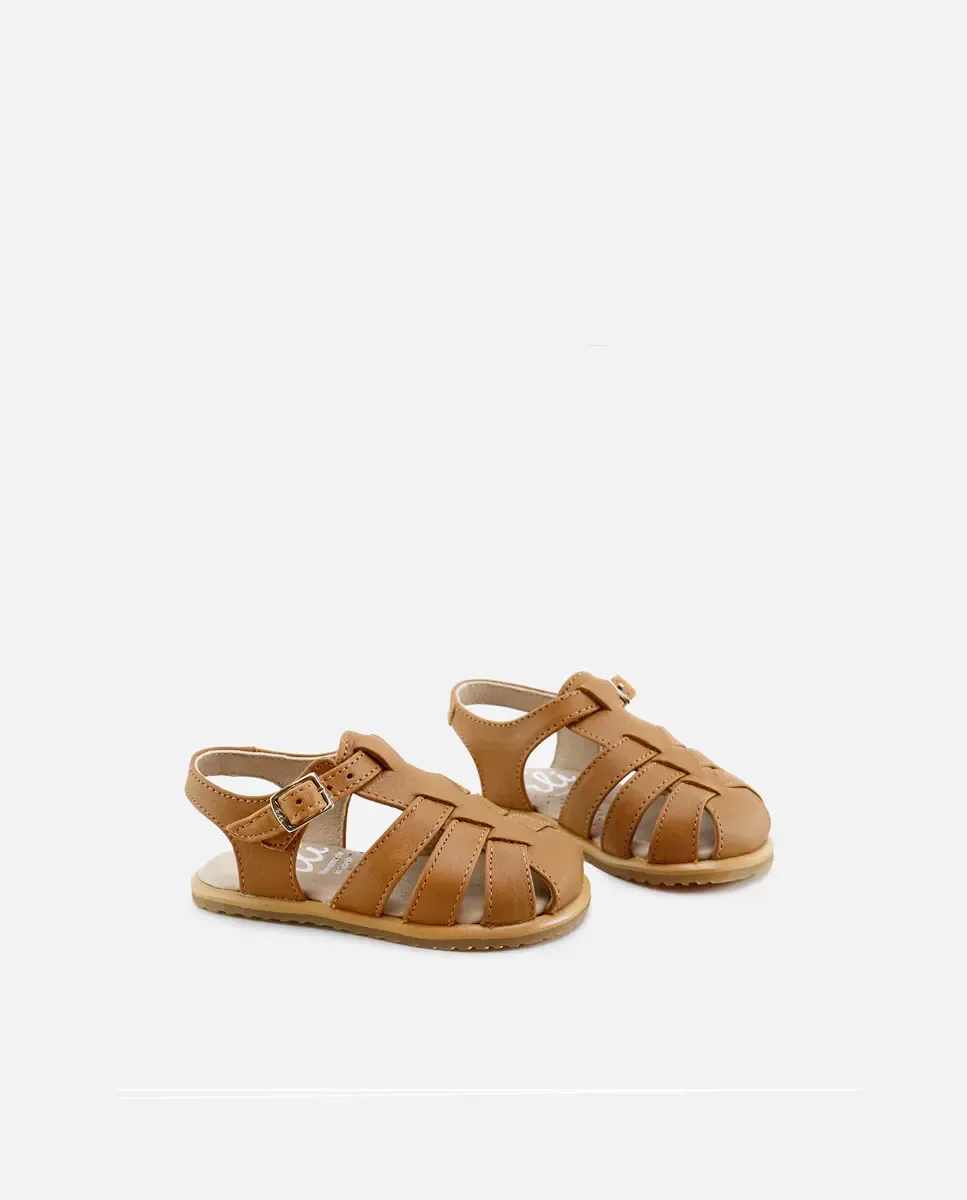 Детские сандалии из кожи типа босоножек с ремешком Eli 1957, Camel — фото 2