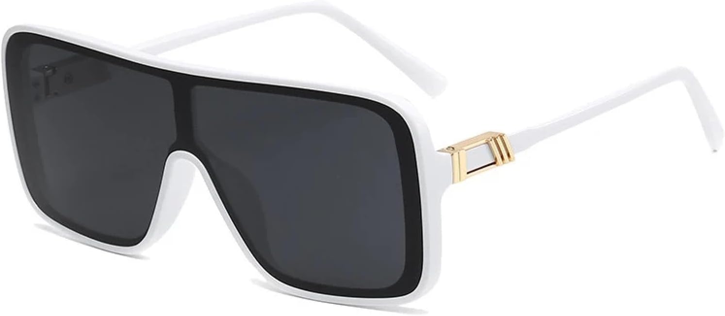 

Модные солнцезащитные очки в крупной цельной оправе для мужчин, женщин и унисекс, класса люкс, для активного отдыха, вождения и защиты от ультрафиолета UV400 TKKTLLT, White Gray