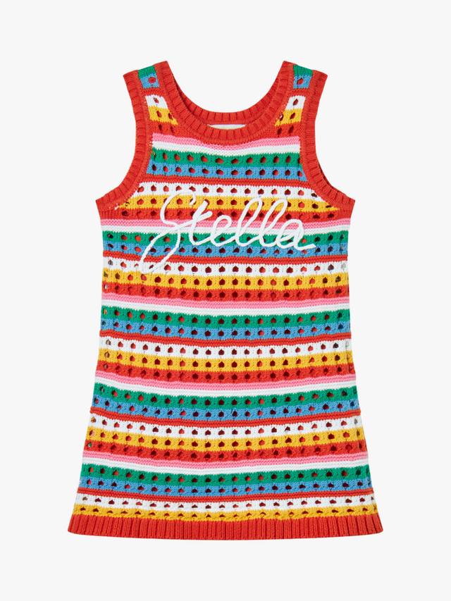 

Детское платье с хлопковым кружевом и логотипом Stella McCartney Kids, Multi