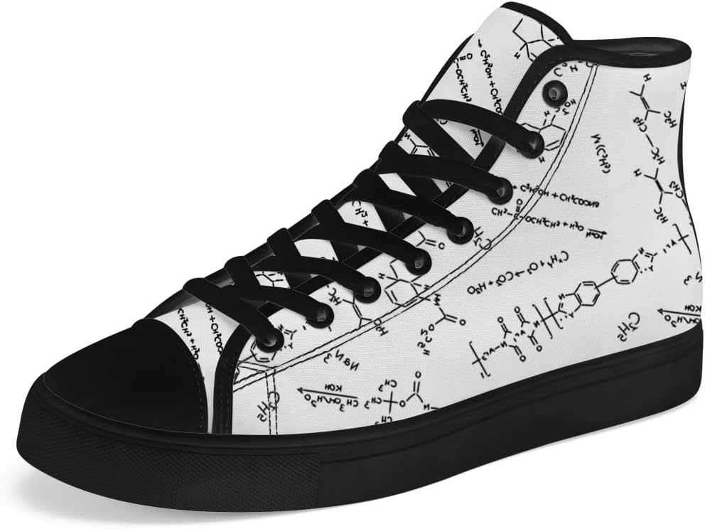 

Мужские и женские кеды на высокой подошве с принтом химической формулы, с шнуровкой, повседневная обувь Chebing, белый