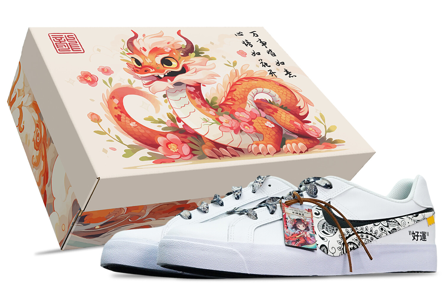 

Обувь для скейтбординга Nike Court Royale унисекс, AC black flowers on white background